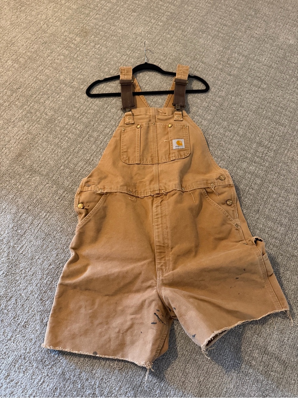 Carhartt Men’s Tan Duck Canvas Short Overalls 40 x 34 (original size)